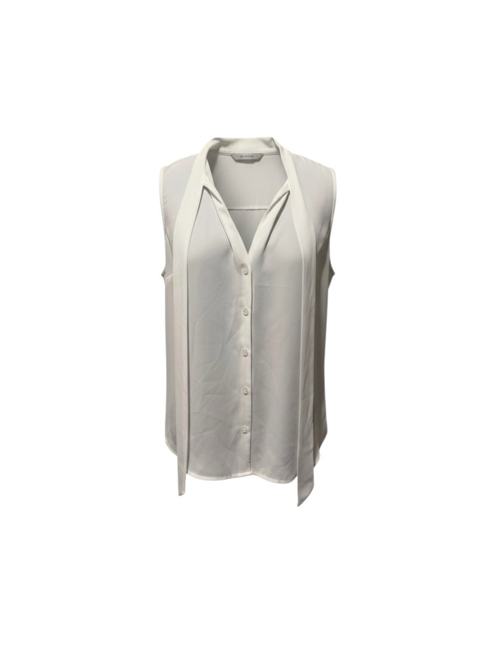 J. Crew White Sleeveless Tie-Neck Button-Front Blouse